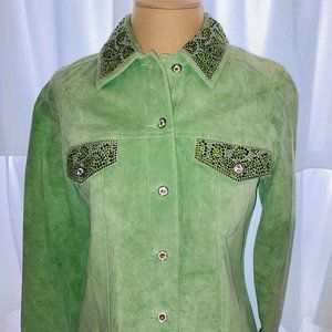 NWT Green Victor Costa Occasion Leather Jacket XS
